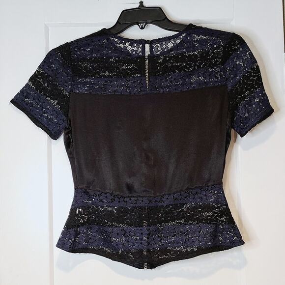 Current Air Lace Top With Satin Panel - Picture 2 of 7